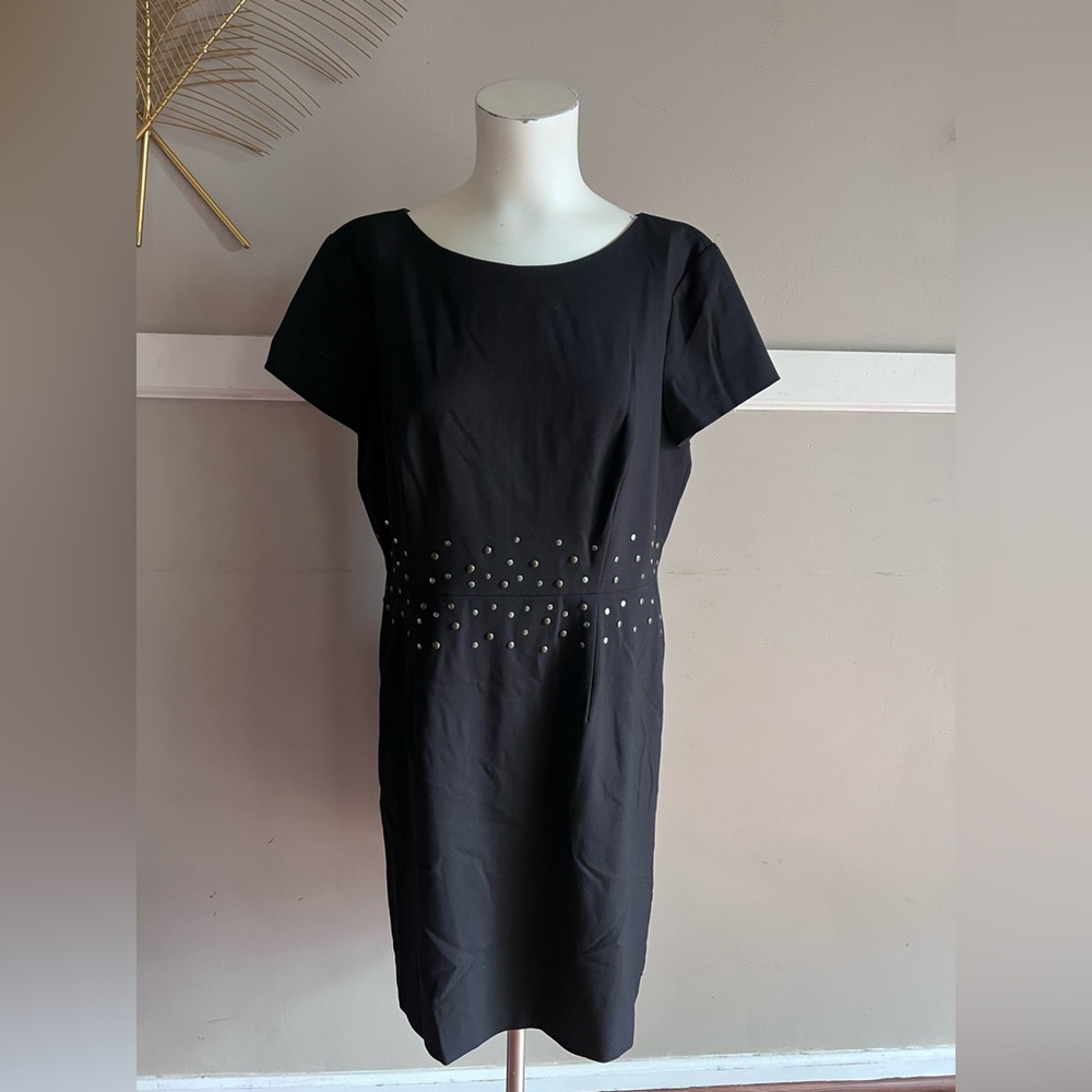 Donna Ricco Black Mini Dress with Stud Accents Size 14
